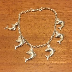 Silver Tone Dolphin Charm Bracelet